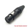 4-Core Internal Thread Copper Pin XLR Female Audio Microphone Connector