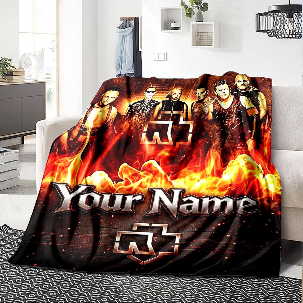 Name Custom Electronic Metal Band Print Flannel Blanket High Quality Warm Comfortable Cover for All Seasons Perfect for Gifts Home Decor