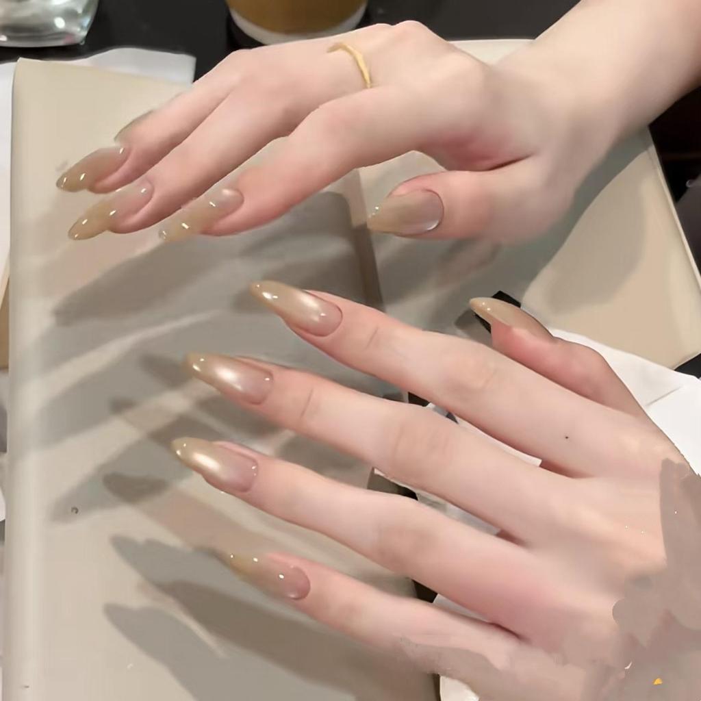 Hellbraune glasierte Fairy Cat Eye Nagelstreifen - Zartes Nude, Lang anhaltender Aufhellungseffekt