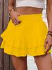 Women High Waist Smocked Ruffle Skort Layered Tiered Casual Summer Wide Leg Shorts Skirt