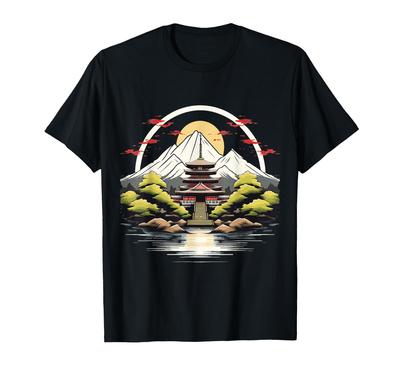 Temple Japanese Landscape Cherry Blossom Souvenir Asian Hiking T-Shirt