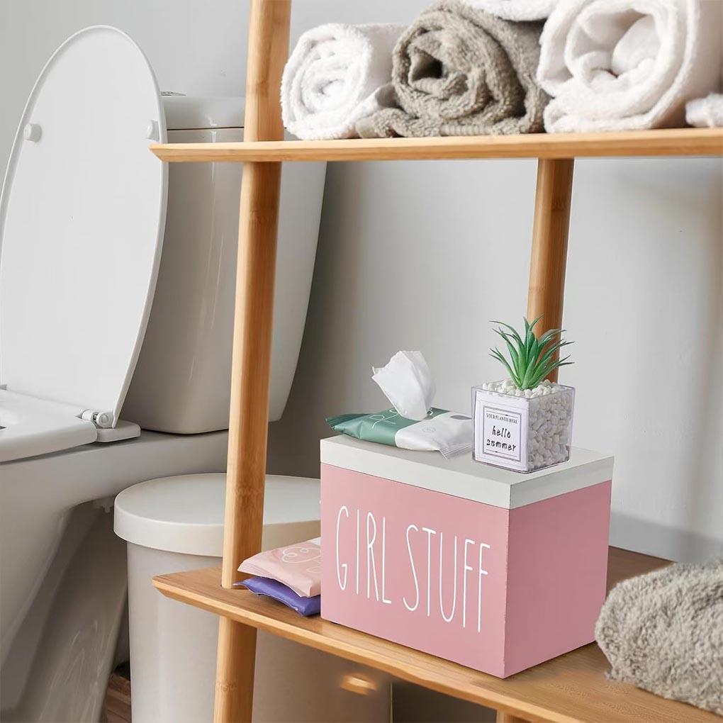 Rustikale Holz Badezimmer Aufbewahrungsbox Tamponhalter Für Frauen Periode Organizer Hygieneartikel Aufbewahrungsbox