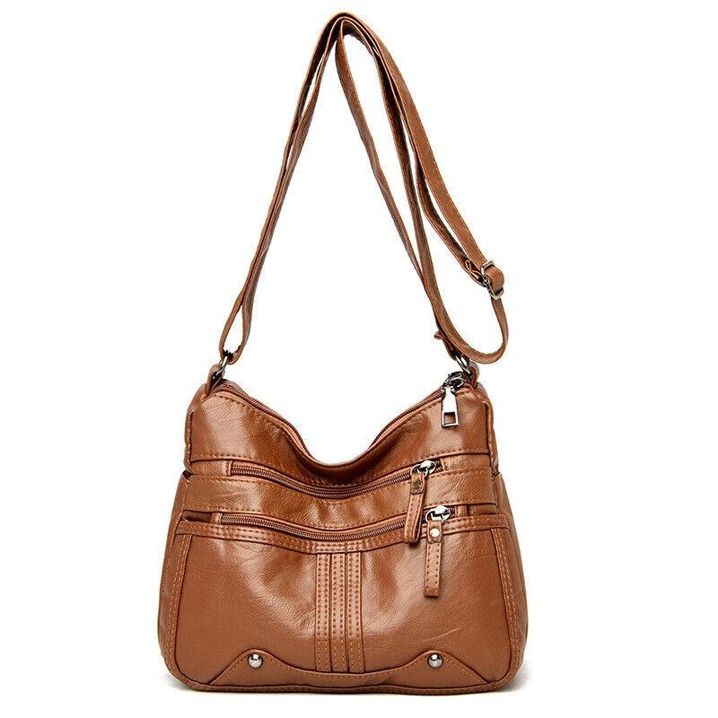 1Pc Women's Shoulder Bag Ladies Multi Pocket PU Messenger Handbag Cross Body Bags