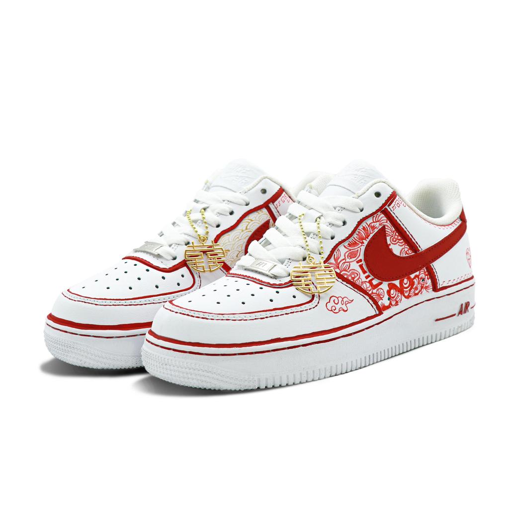Nike Air Force 1 Low top Skateboard-Schuhe Damen Weiß Rot DD8959-100(Team147-)