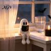 Desktop Ghost Figurine Reading with Articulated Legs, 3D Printed Sitting PLA Ornament Statue, White Desk for Halloween Decoration Miniature Decor