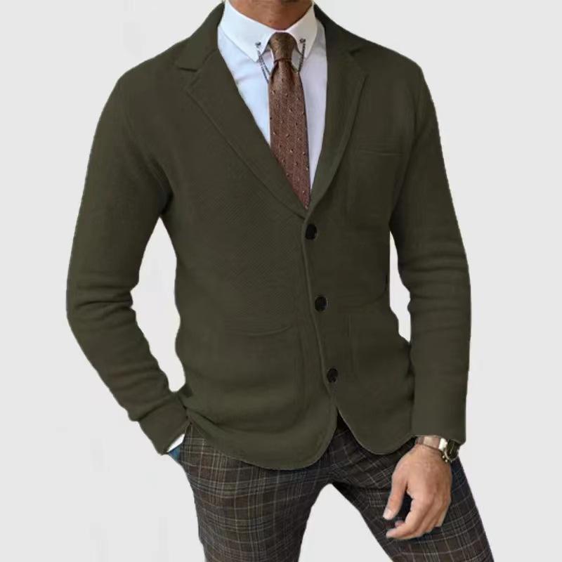 Men's Knit Blazer Jacket Slim Fit Casual Business Suit Coat with Four Color Options