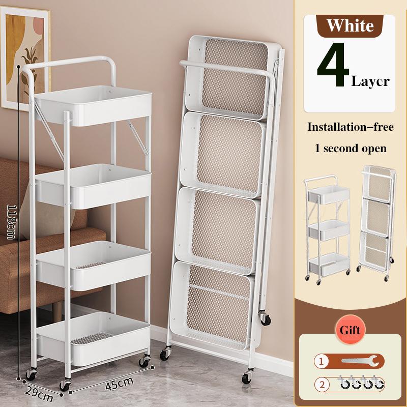 Kitchen Storage Holder Household Removable Foldable Storage Rack Multi-purpose Bedroom Toy Cosmetics Organizers Racks on Wheels