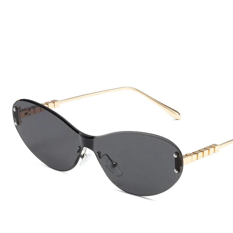 

Безободковые Дизайнерские Роскошные Солнцезащитные Очки Женские Для Мужчин Новые Винтажные Панк Солнцезащитные Очки Популярные Металлические Цельные Линзы Защита от УФ-лучей 400 As the photo