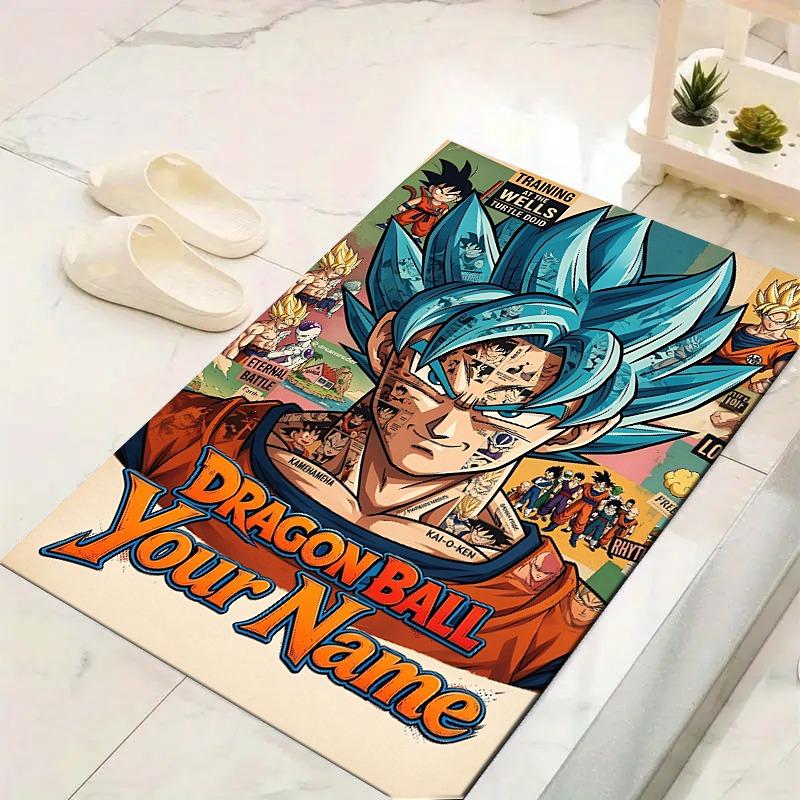 Custom 1Pc Dragon Ball Name Cover Flannel Personalized Rug Non Slip Floor Mat Soft Carpet for Living Bedroom Office Home Decor Gift