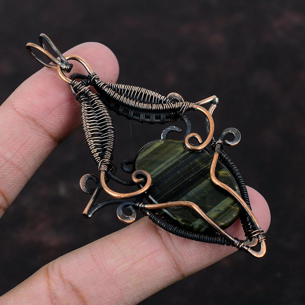 Nellite Gemstone Pendant Copper Wire Wrapped Pendant Handmade Brand New Jewelry Ethnic Style Pendant Nellite Copper Jewelry Pendant For Gift
