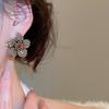 Elegant Diamond-Studded Flower Earrings: Silver Needle Retro Style for High-End Fashion