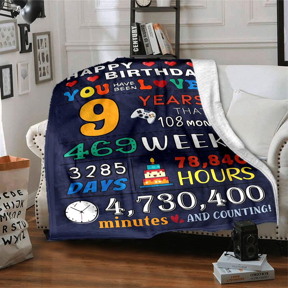 9Th Birthday Celebration Cozy Blanket Warmthful Decor for Sofa Couch Office Bed Picnics All-Season Use Cozy Home Lovers Gifting Relatives Y24