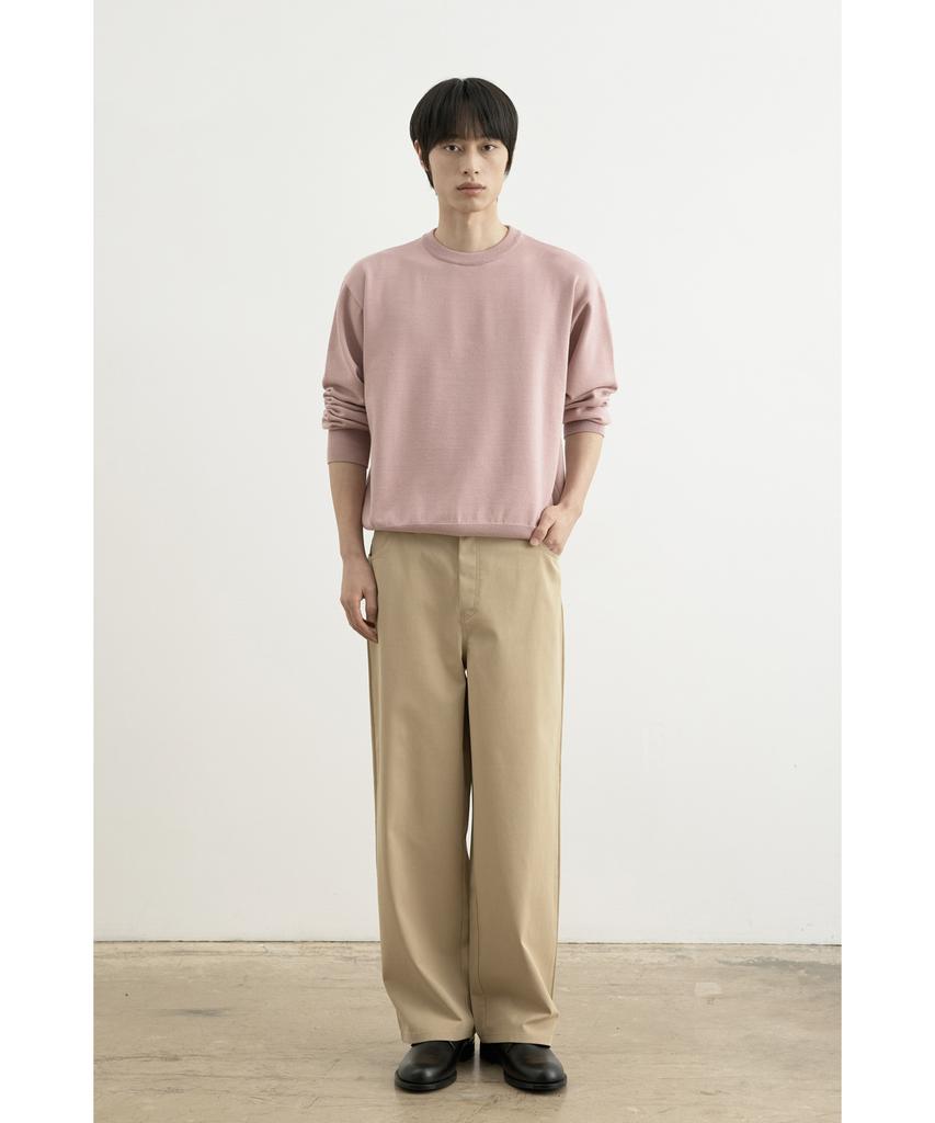 WHOLOVESART Structure Wide Cotton Chino Pants Beige
