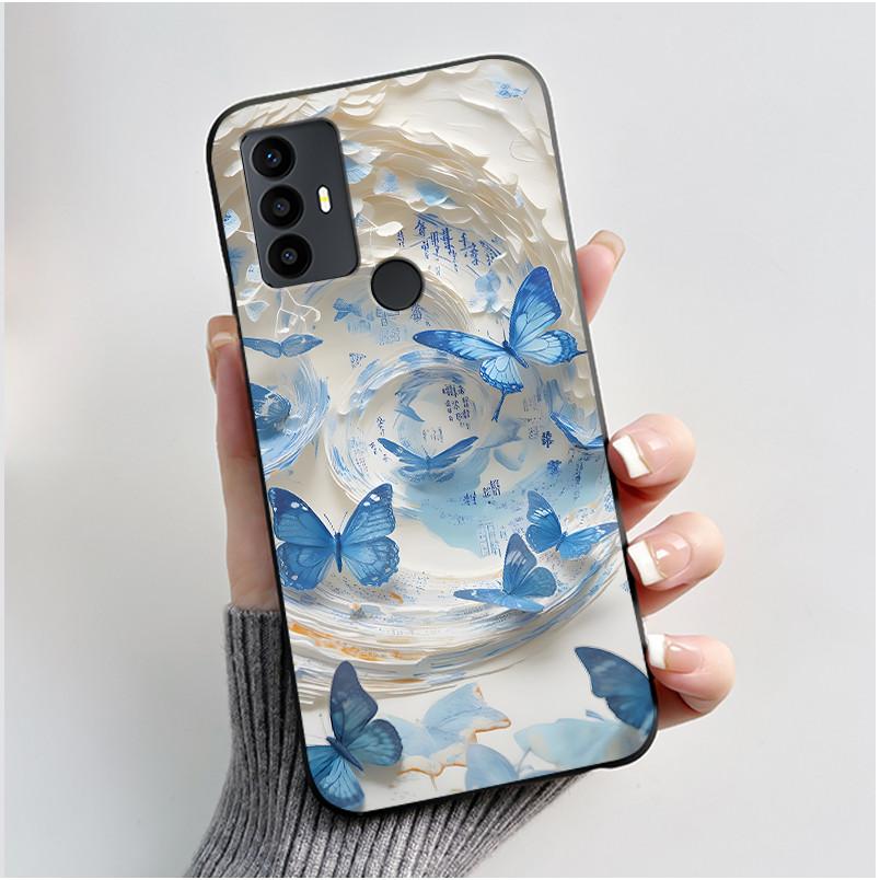 Sött Fodral För TCL 30 SE Skyddande Cover För TCL 30E Funda För TCL 306 305 Tryckt Skal Mjuk Silikon Tecknad Svart Fodral