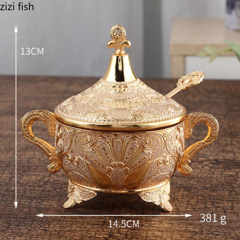 Kitchen Seasoning Jar Alloy Carved Storage Jars Sugar Cup Salt Shaker Spice Jar Seasonings Box Spice Bottle Spices Container