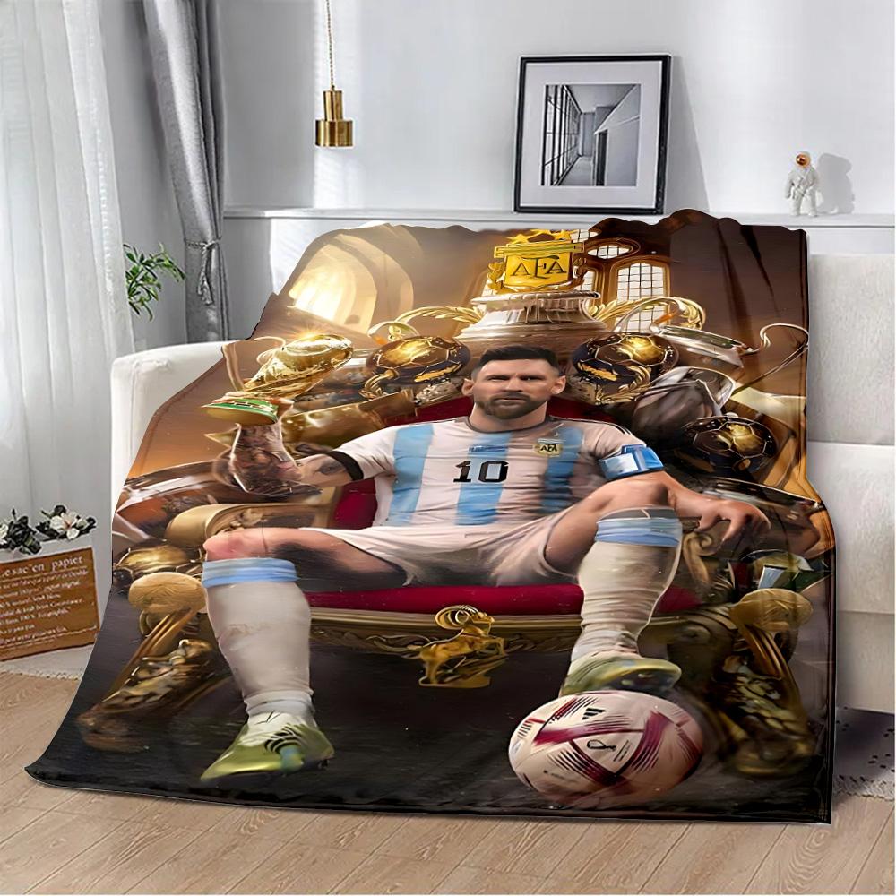Football Star Printed Blanket Picnic Blankets Warm Blanket Soft and M-messis Comfortable Blanket Home Travel Birthday Gift