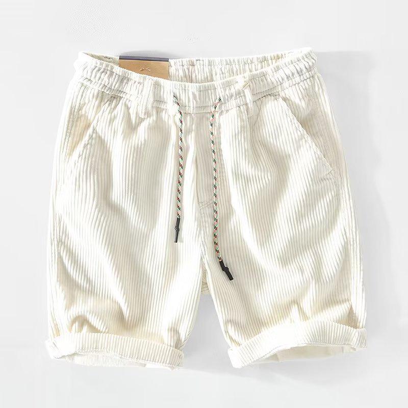 Men's Trendy Retro Corduroy Workwear Shorts - Casual Loose Fit Five-Point Design