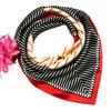 60x60cm Colorful Geometric Stripe Print Satin Silk Scarf Multifunctional Square Neck Scarves for Women