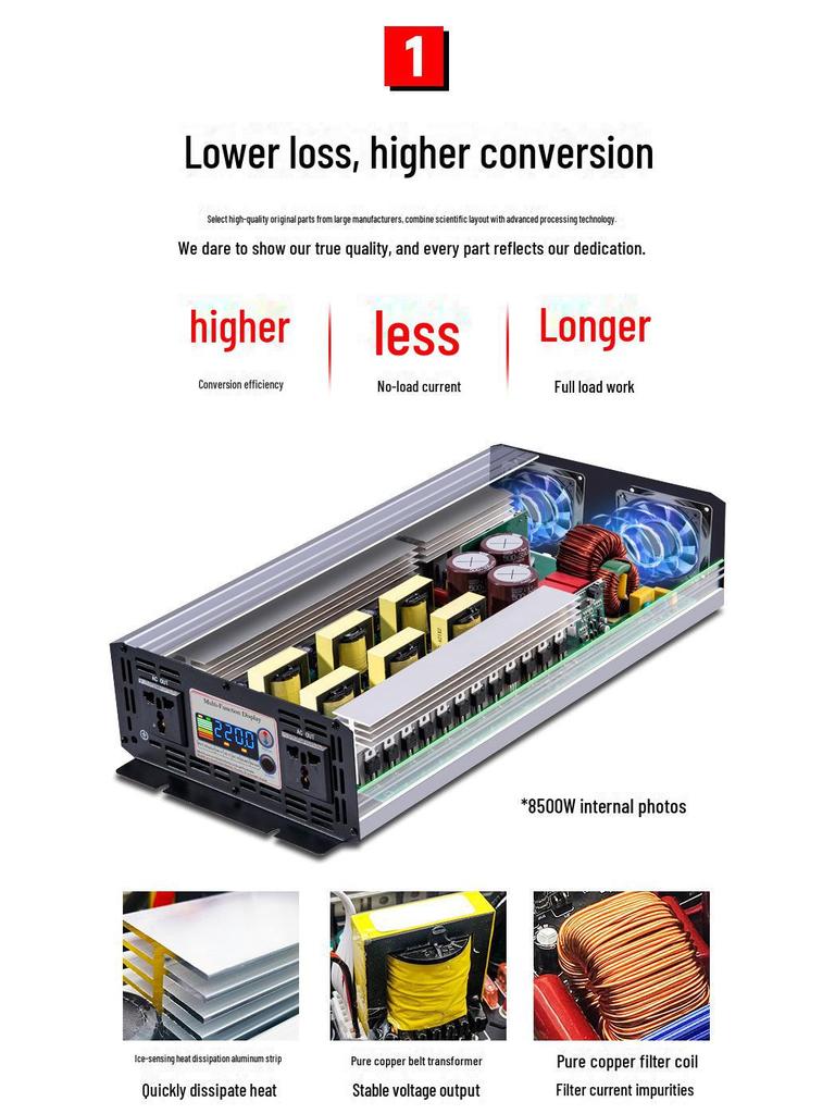 DC12V/24V Pure Sine Wave Inverter for Home, Car, and Truck Energy Storage