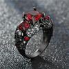 Gothic Purple Red Black Crystal Unique Black Skull Rings for Women Halloween Christmas Jewelry Gifts