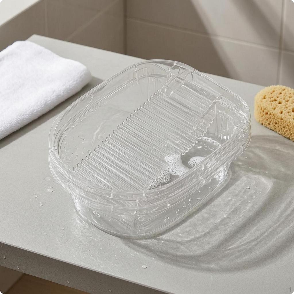 Laundry Basin Thickened Washboard Ribbed Hand Wash Tub for Household Use White L