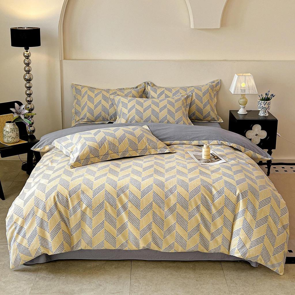 Szczotkowana Czysta Bawełna Antybakteryjna Zimowy Komplet Pościeli - 4-częściowy do Sypialni Głównej