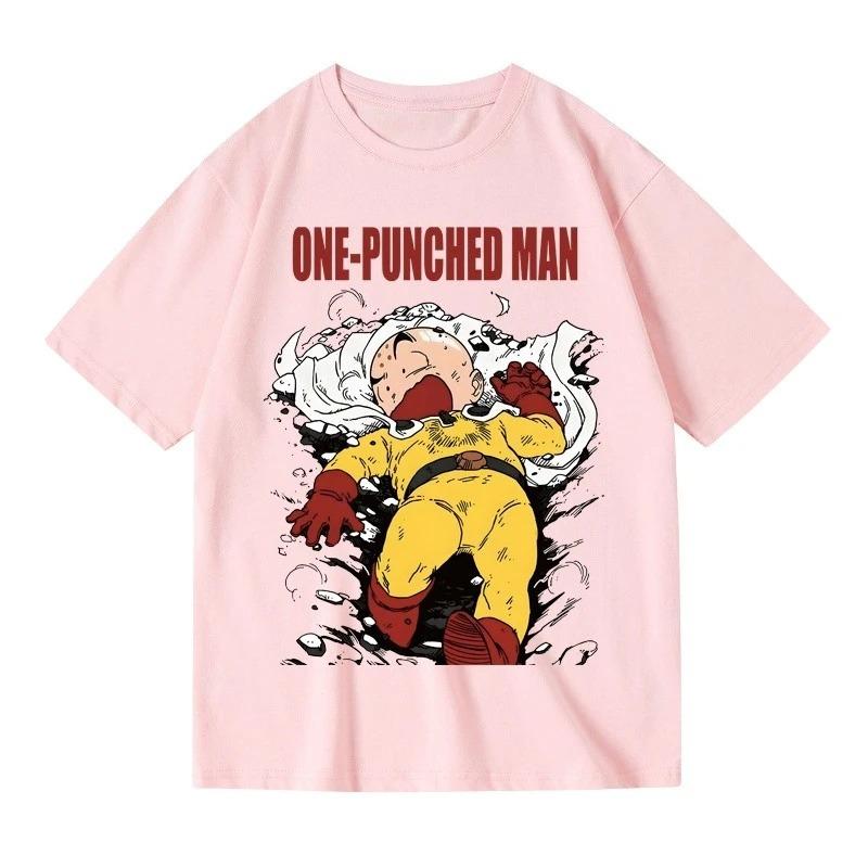 One-Punch Man Saitama Funny Parody Knockout Manga Graphic T-Shirt White Unisex Oversized Casual Anime Streetwear T-shirt