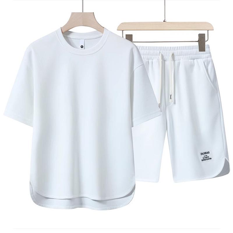 Men's Summer 2024 Quick-Dry T-Shirt & Shorts Set - Versatile, Solid Color Two-Piece