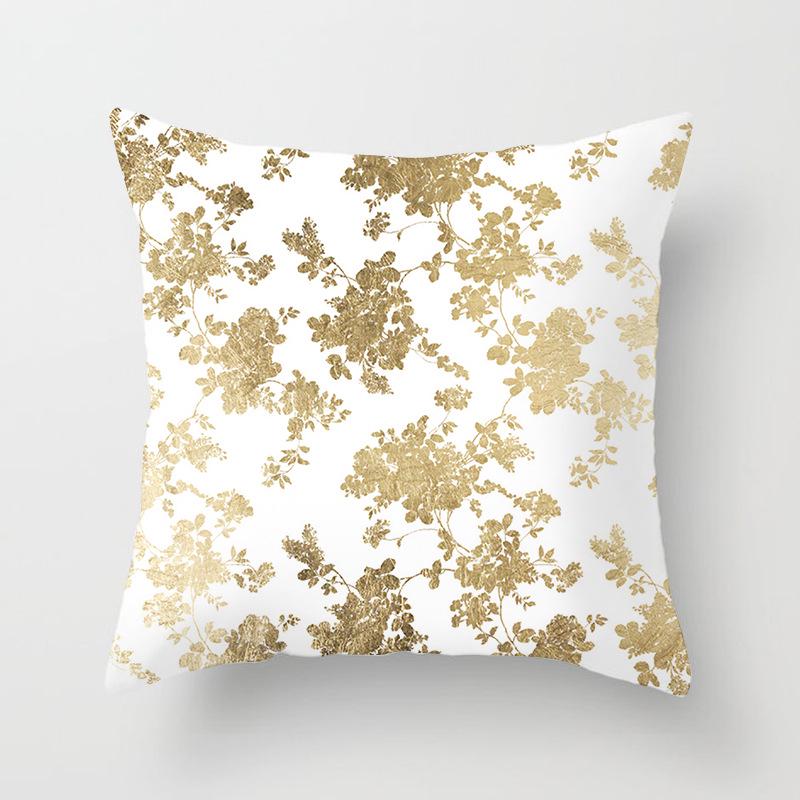 European Style Golden Geometric Print Car Pillow Cover Sofa Cushion Cover Home Furnishings