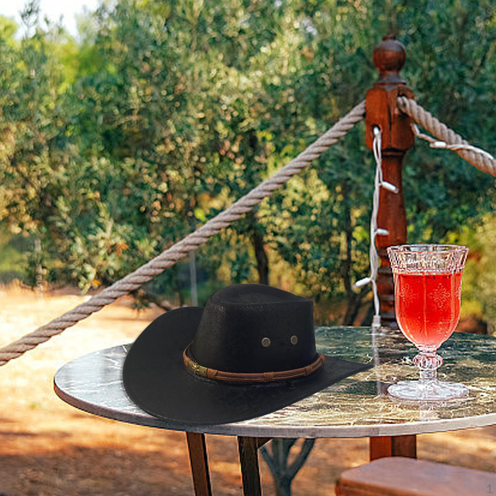 

Ковбойская шляпа для женщин и мужчин Классическая шляпа от солнца Модный музыкальный фестиваль на открытом воздухе чёрный