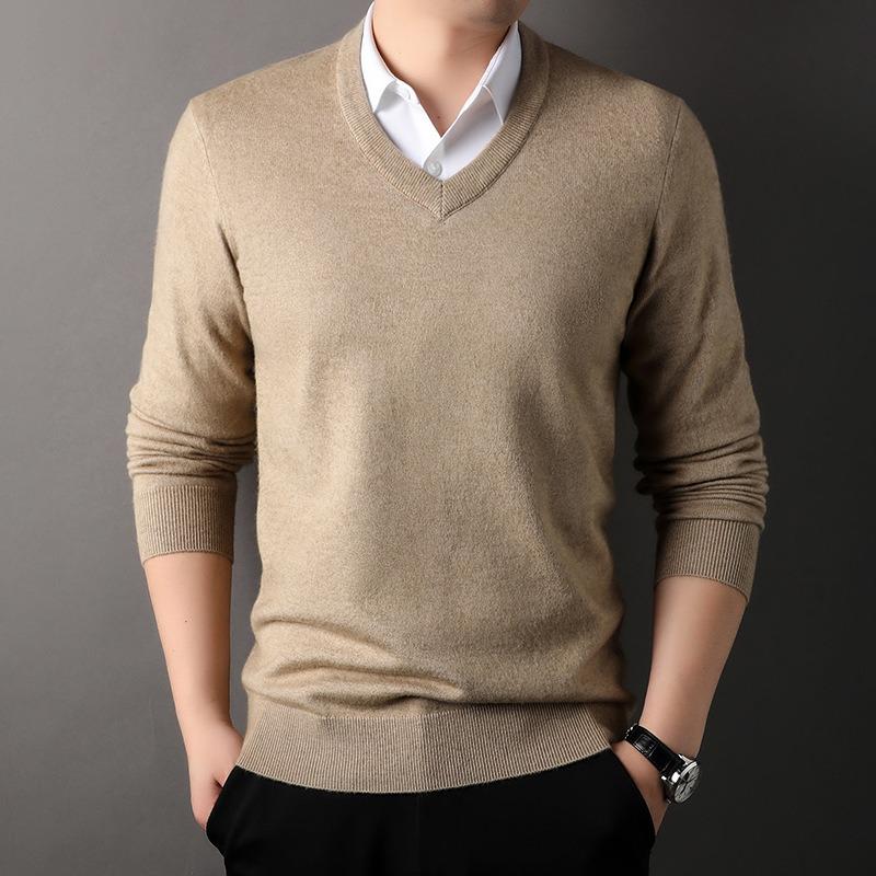 Men S Winter Thick V Neck Long Sleeve Pullover Knit Sweater