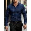Heren Ruit Slim Fit Lange Mouwen Shirt met Kraag, Europees en Amerikaans Zakelijk Formeel Bovenstuk voor Dagelijks Gebruik