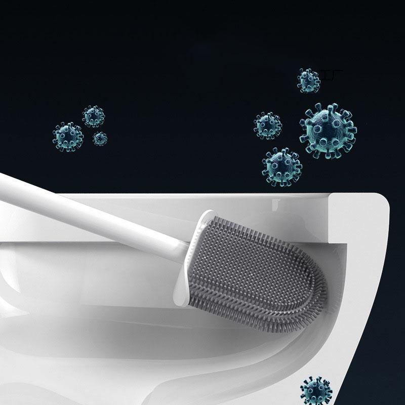 No Blind Spots Toilet Brush, Household Bathroom Wall Mounted Set, Toilet Washing Brush, Magic Tool for Cleaning Silicone Toilet Brush