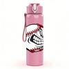 1PC Angry Stitched Baseball Face Art 750ml Color Plastic Water Bottle Leakproof Flip Straw Lid For Sports Office Home Use