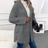 Women's Hooded Long Sleeve Fleece Coat Loose Fit Casual Winter Jacket for Daily Outdoor Wear