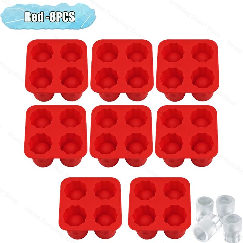 4 Cup Shape Silicone Ice Cube Mold Tray Summer Bar Party DIY Cold Drink Ice Compartment Mold Ice Cup Ice Cube Tray Kitchen Tool