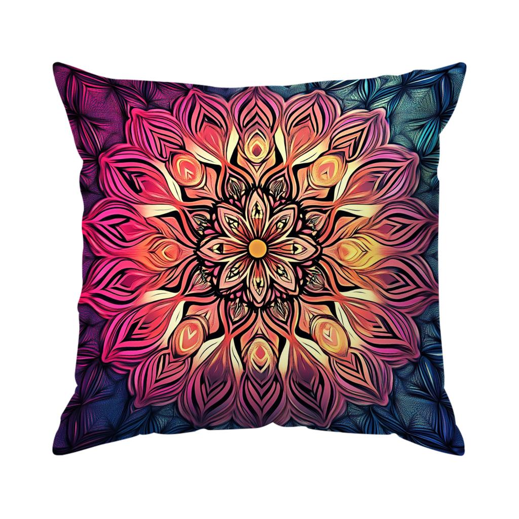 Vibrant Mandala Cushion Pillowcase Printed Polyester 40/45/50cm Throw Pillowcover Decorative Sofa Cushion Pillowslip Home Decor