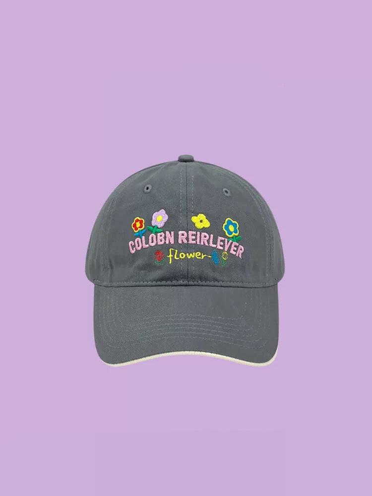 Mint Green Flower Baseball Cap Women's Spring and Summer Versatile Cute Big Head Circumference Hat Wide Brim Show Face Small Hat