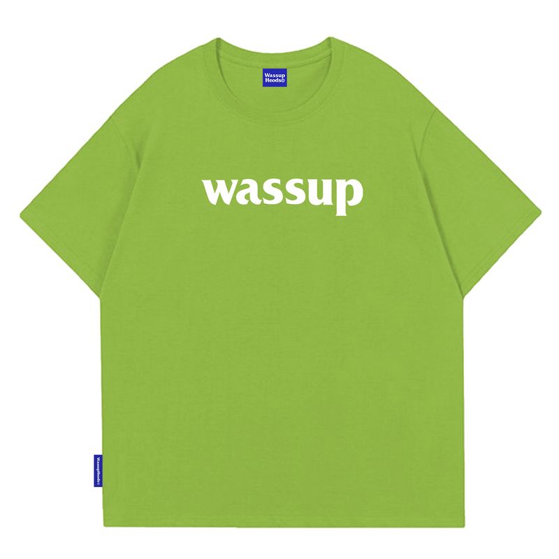 Wassup Heods Simple T-Shirt with Built-In Trendy Solid Color Pure Cotton Casual Top for Men and Women Official Store