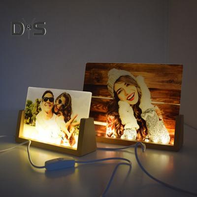 LED Işıklı Süblimasyon Akrilik Fotoğraf Çerçevesi Isı Presli DIY Ahşap Stand LED Işıklı Resim Çerçevesi Ev Dekoru