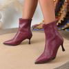Pointed Short Boots Women's 2025 Autumn and Winter New European and American Foreign Trade Large Size Rear Zipper Thin Heel Velvet Short Boots Are In