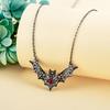 Vampire Inspired Hollow Bat Necklace With Faux Ruby Alloy Chain Halloween For