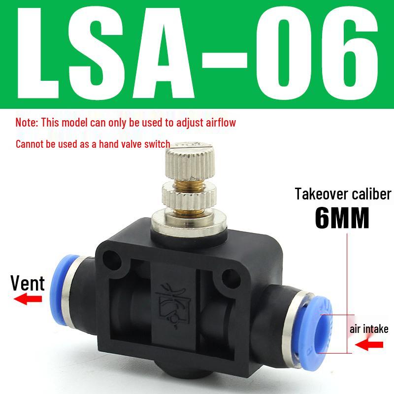 Adjustable Airflow Throttle Valve with Quick Connect (LSA 4/6/8/10mm)