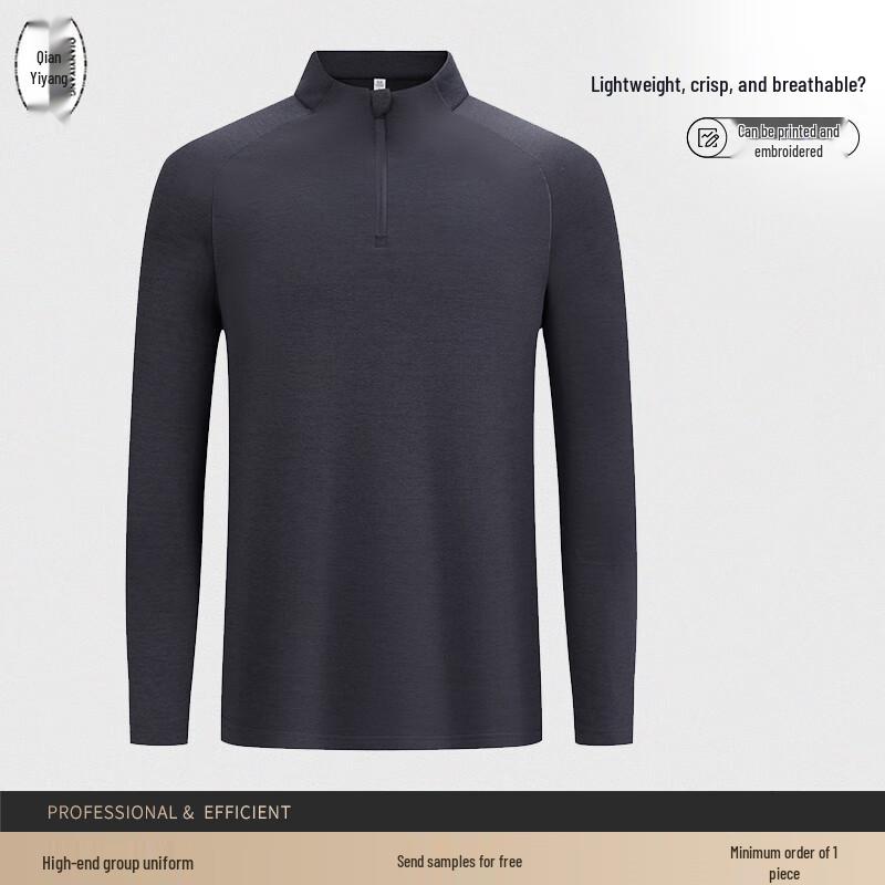 Unisex Stand Collar Long Sleeve Sport & Work T-Shirt