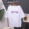 Letter Printed T Shirt Women  Summer Chic Tees Cotton Elegant Clothes Loose Casual Pullover Tops