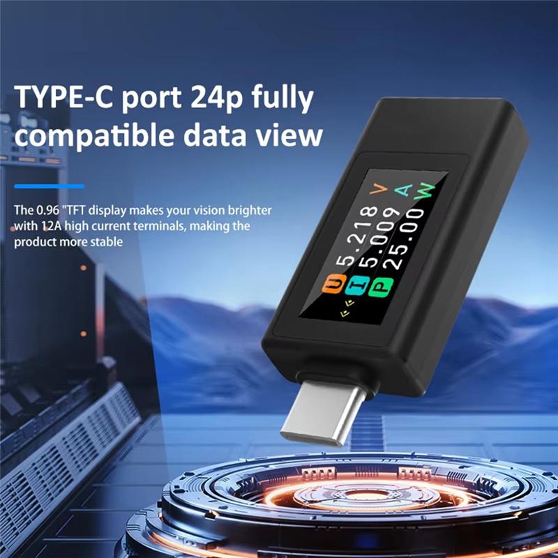 A25F-KWS-1902L Multi-Function USB Type-C Tester 4 To 30V Voltage Ammeter Power Meter 12A Maximum Current Storage Capacity