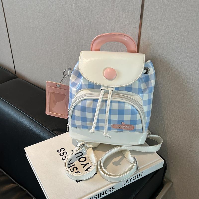 

2025 лето новый персонализированный вышивка нишевый дизайн рюкзак женский повседневный контрастный цвет повседневный рюкзак женский 19*9*21 синий