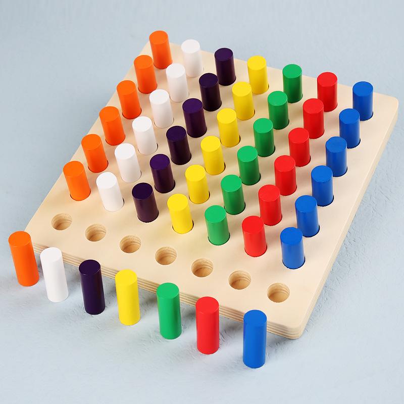 Montessori Wooden Sensory Training Toys for Early Childhood Education - Stick and Rope Insertion Set