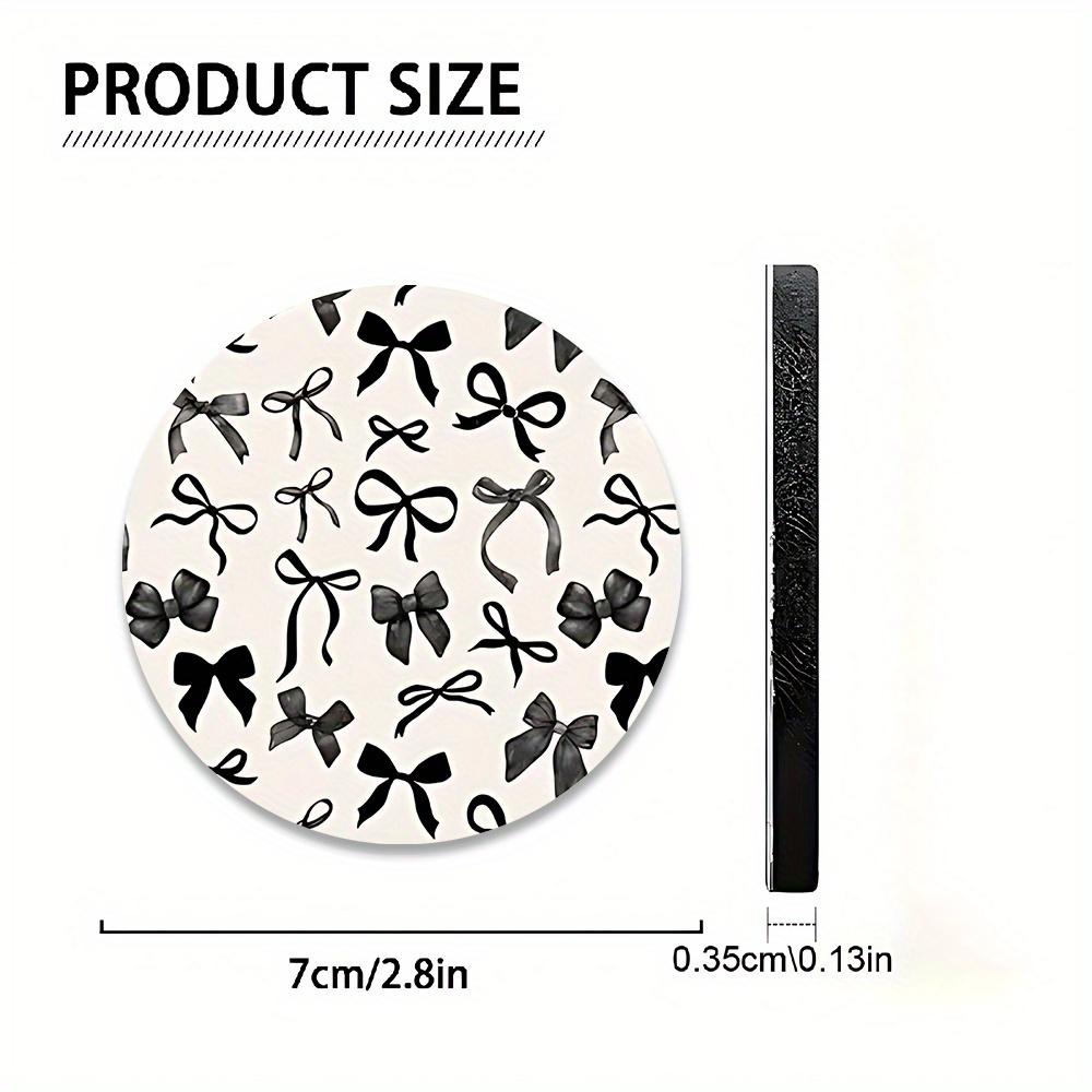 2pcs Black Bow Tie Car Cup Holder Coasters - Non-Slip Rubber Drink Mats with Elegant Bow Tie & Leaf Pattern, Fit for Car Cup Holders