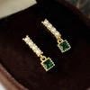 S925 Green Square Pearl Earrings – Haniel – From Korea